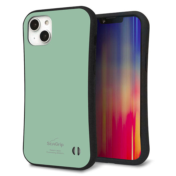 iPhone 14 Plus スマホケース 「SEA Grip」 グリップケース Sライン 【KM931 くすみカラー グリーン】 UV印刷