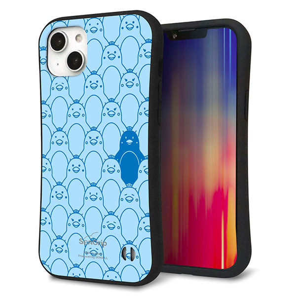 iPhone 14 Plus スマホケース 「SEA Grip」 グリップケース Sライン 【MA917 パターン ペンギン】 UV印刷