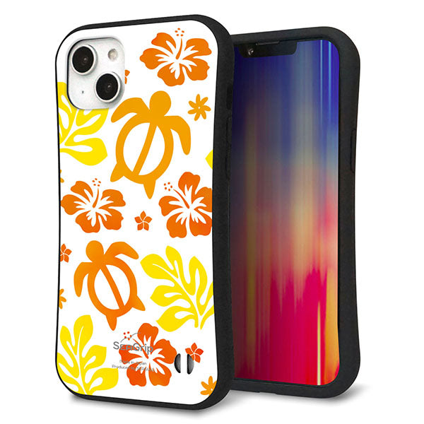 iPhone 14 Plus スマホケース 「SEA Grip」 グリップケース Sライン 【SC877 ハワイアンアロハホヌ(イエロー)】 UV印刷