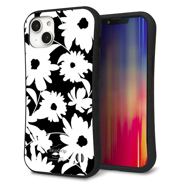 iPhone 14 Plus スマホケース 「SEA Grip」 グリップケース Sライン 【SC915 花柄モノトーン 04】 UV印刷