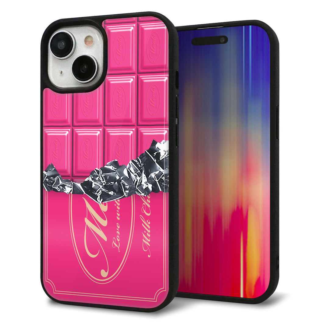 iPhone 15 強化ガラス&TPUスマホケース ガラプリ【555 板チョコ?ストロベリー】