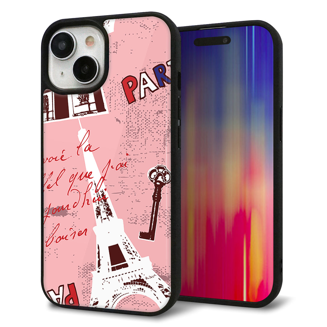 iPhone 15 強化ガラス&TPUスマホケース ガラプリ【EK813 ビューティフルパリレッド】