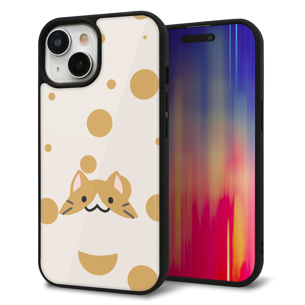 iPhone 15 強化ガラス&TPUスマホケース ガラプリ【HA244 もちねこ ハチワレ】