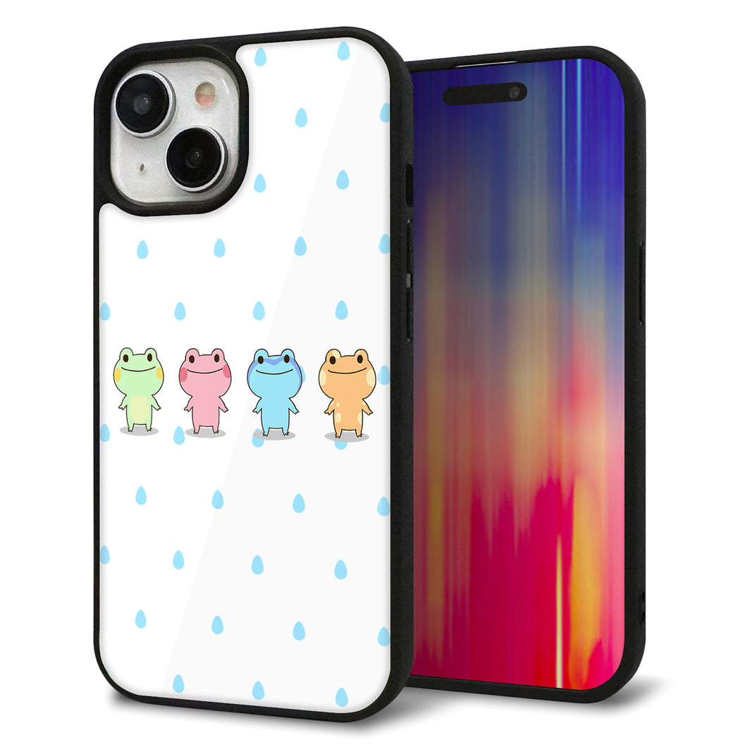 iPhone 15 強化ガラス&TPUスマホケース ガラプリ【HA278 カエル 雫】