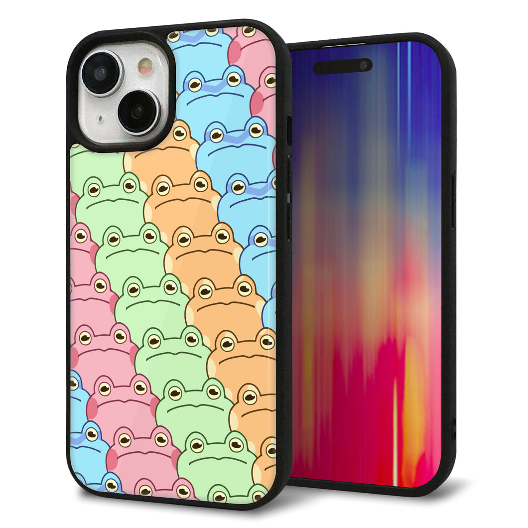 iPhone 15 強化ガラス&TPUスマホケース ガラプリ【HA279 カエル柄】