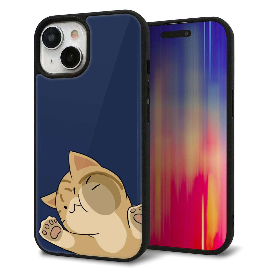 iPhone 15 強化ガラス&TPUスマホケース ガラプリ【HA290 むぎゅっとトラ】