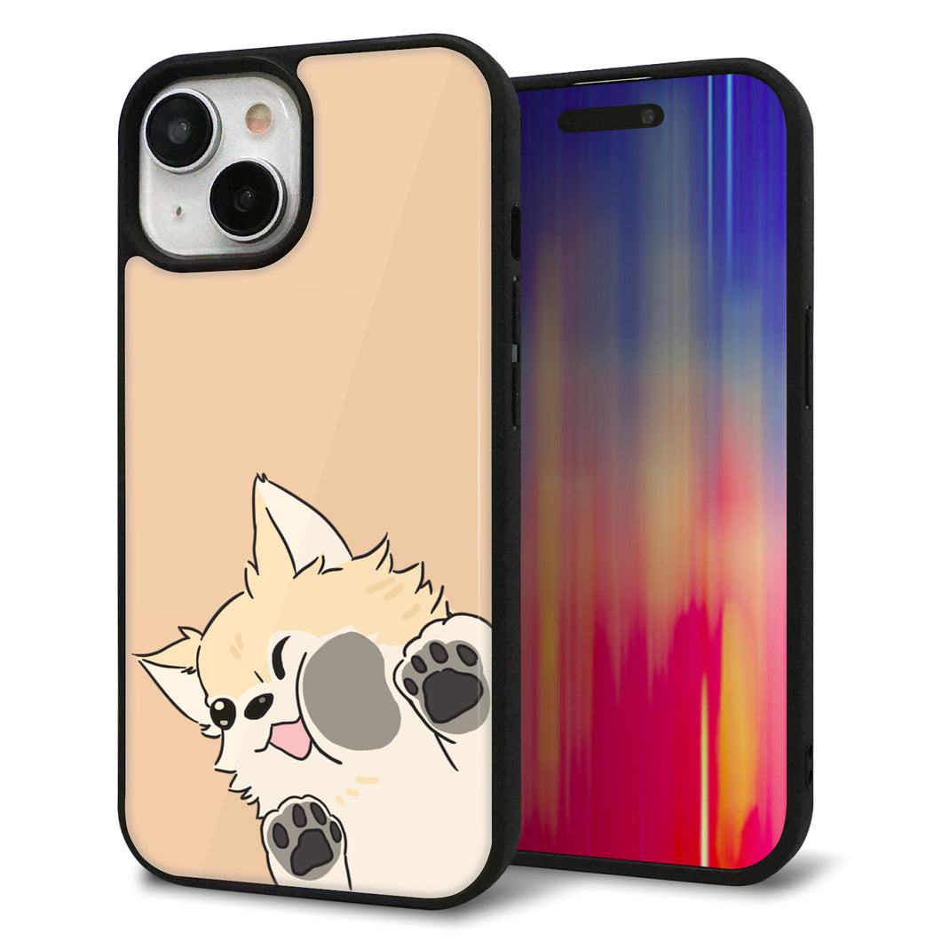 iPhone 15 強化ガラス&TPUスマホケース ガラプリ【HA292 むぎゅっとチワワ】