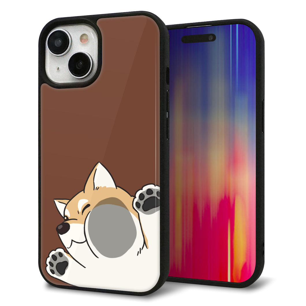 iPhone 15 強化ガラス&TPUスマホケース ガラプリ【HA293 むぎゅっと柴】