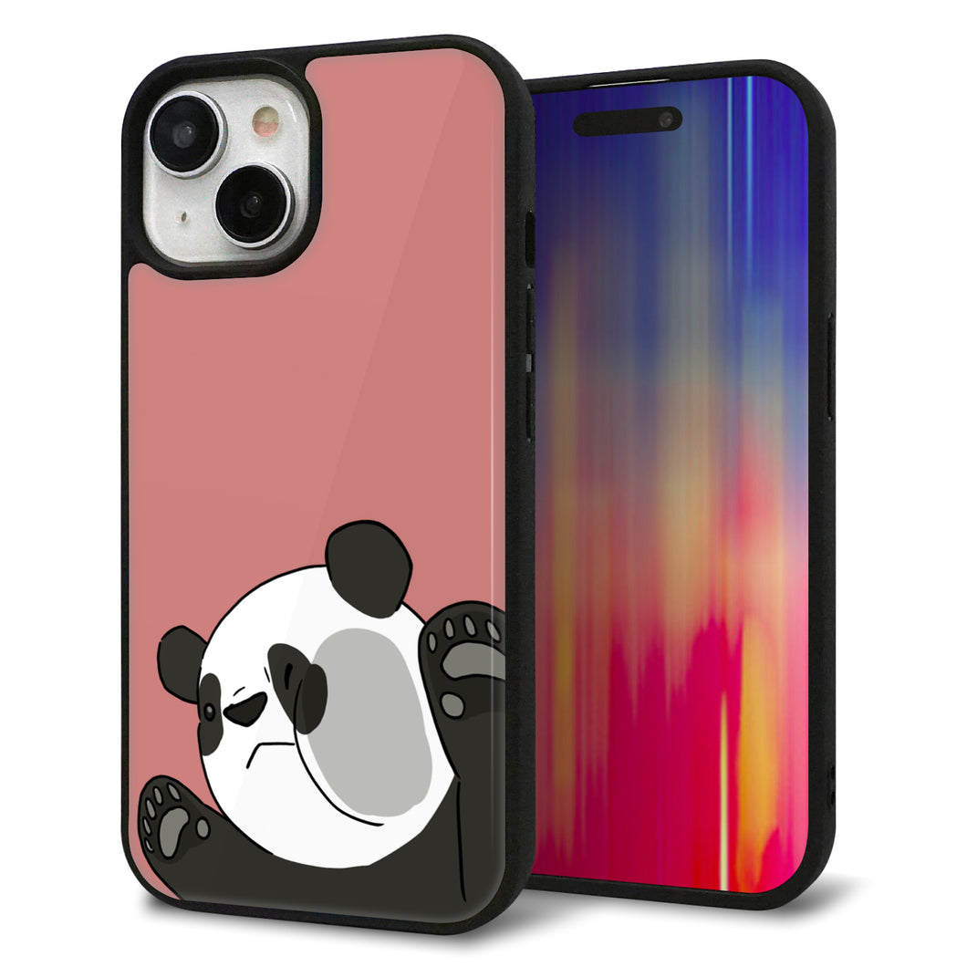 iPhone 15 強化ガラス&TPUスマホケース ガラプリ【HA300 むぎゅっとパンダ】