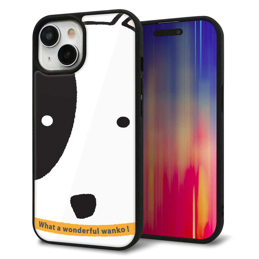 iPhone 15 強化ガラス&TPUスマホケース ガラプリ【IA800 わんこ】