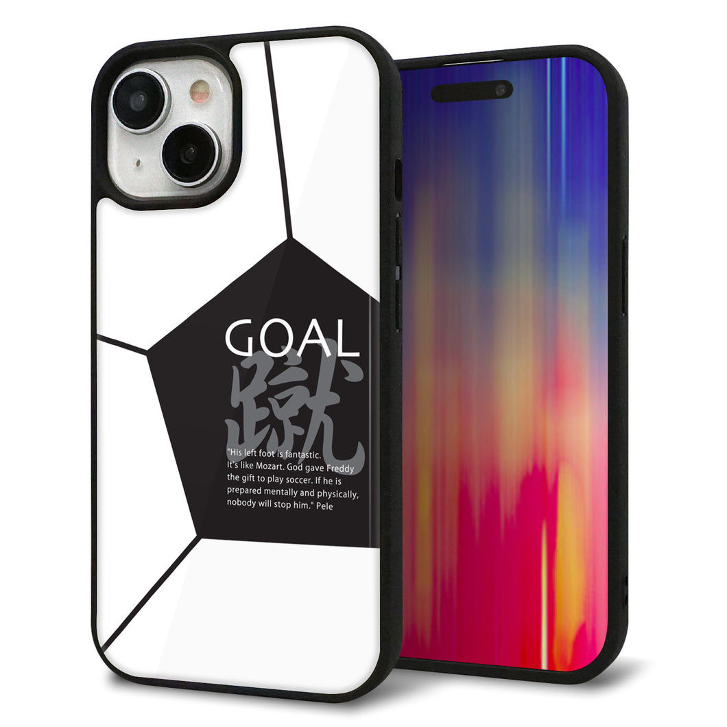 iPhone 15 強化ガラス&TPUスマホケース ガラプリ【IB921 サッカーボール】
