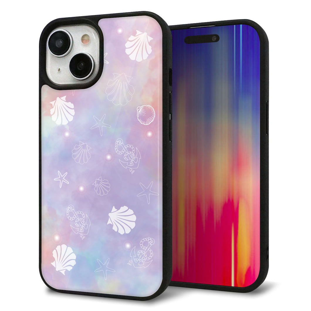 iPhone 15 強化ガラス&TPUスマホケース ガラプリ【KM883 シェル柄】