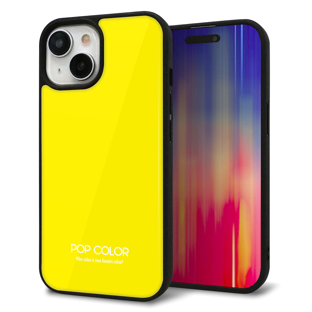 iPhone 15 強化ガラス&TPUスマホケース ガラプリ【KM904 ポップカラー(イエロー)】
