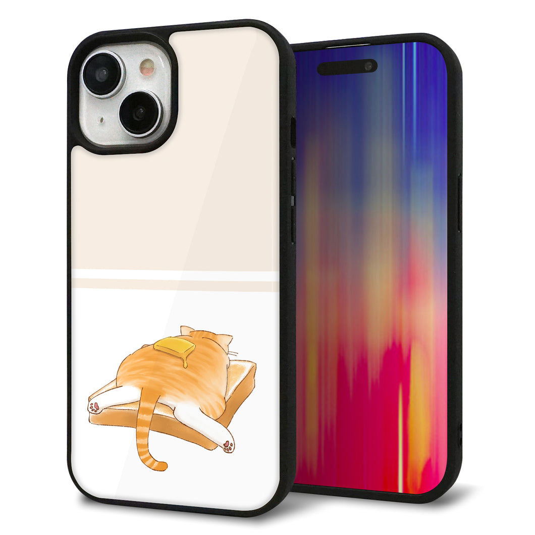iPhone 15 強化ガラス&TPUスマホケース ガラプリ【KM959 バター】