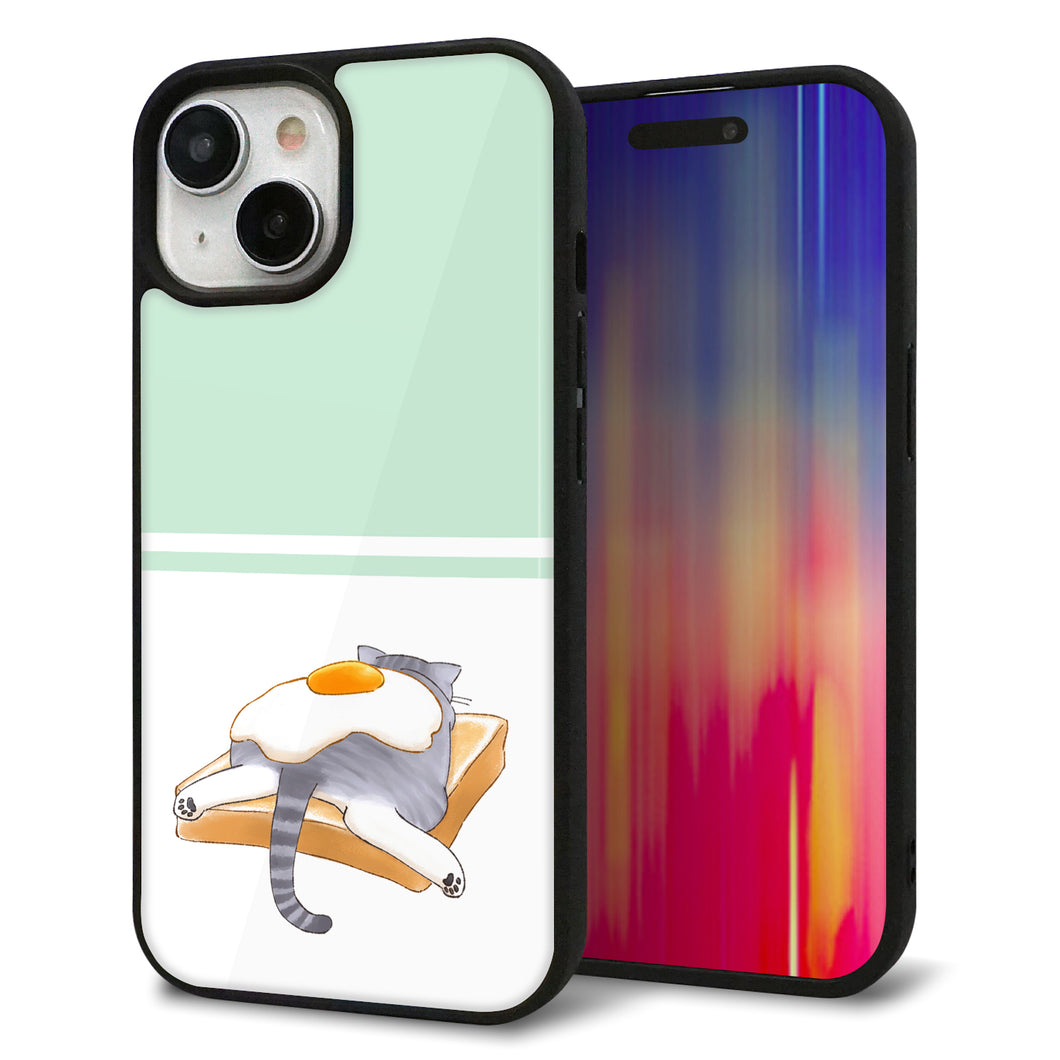 iPhone 15 強化ガラス&TPUスマホケース ガラプリ【KM960 目玉焼き】