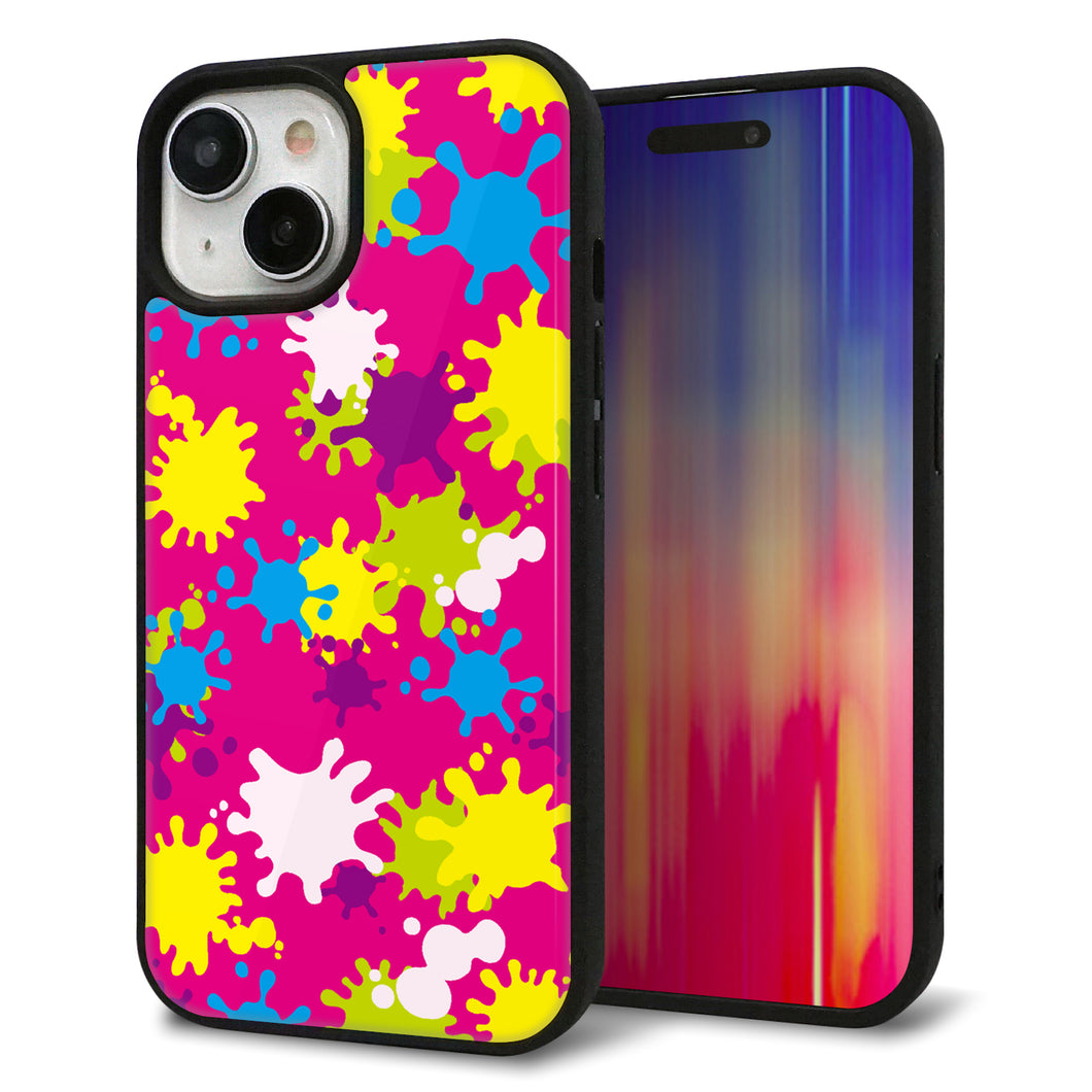 iPhone 15 強化ガラス&TPUスマホケース ガラプリ【MA876 ペイントピンク】
