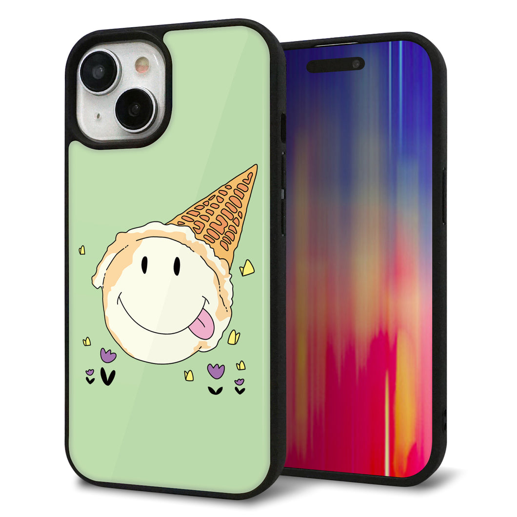 iPhone 15 強化ガラス&TPUスマホケース ガラプリ【MA902 アイスクリーム】