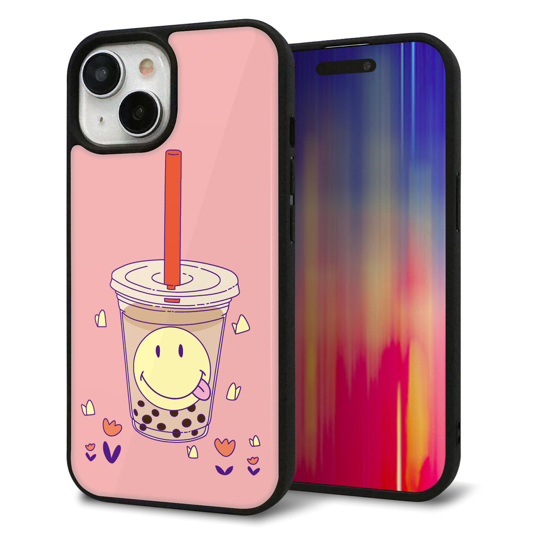 iPhone 15 強化ガラス&TPUスマホケース ガラプリ【MA903 タピオカ】