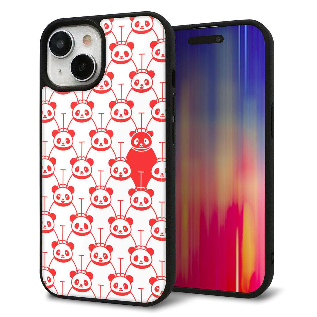 iPhone 15 強化ガラス&TPUスマホケース ガラプリ【MA913 パターン パンダ】