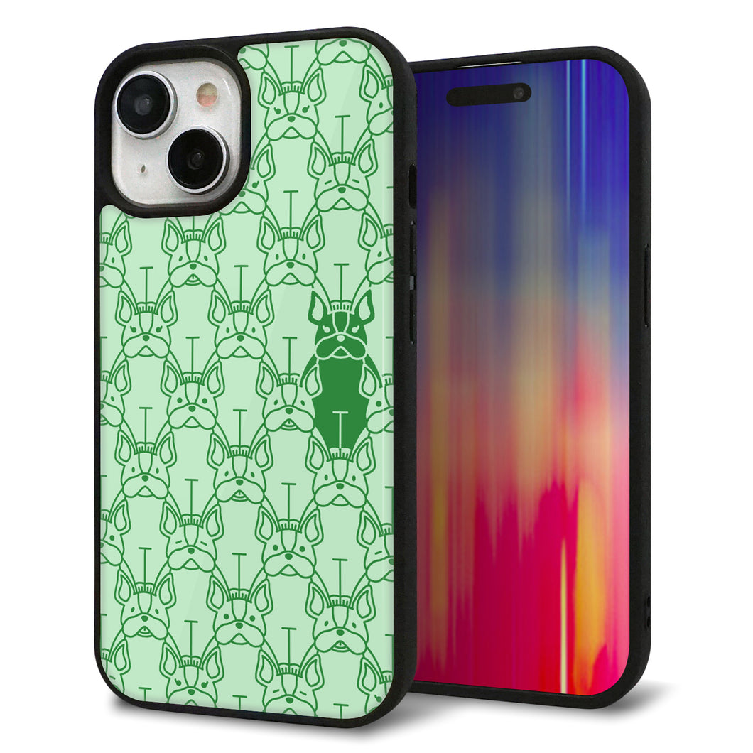 iPhone 15 強化ガラス&TPUスマホケース ガラプリ【MA916 パターン ドッグ】