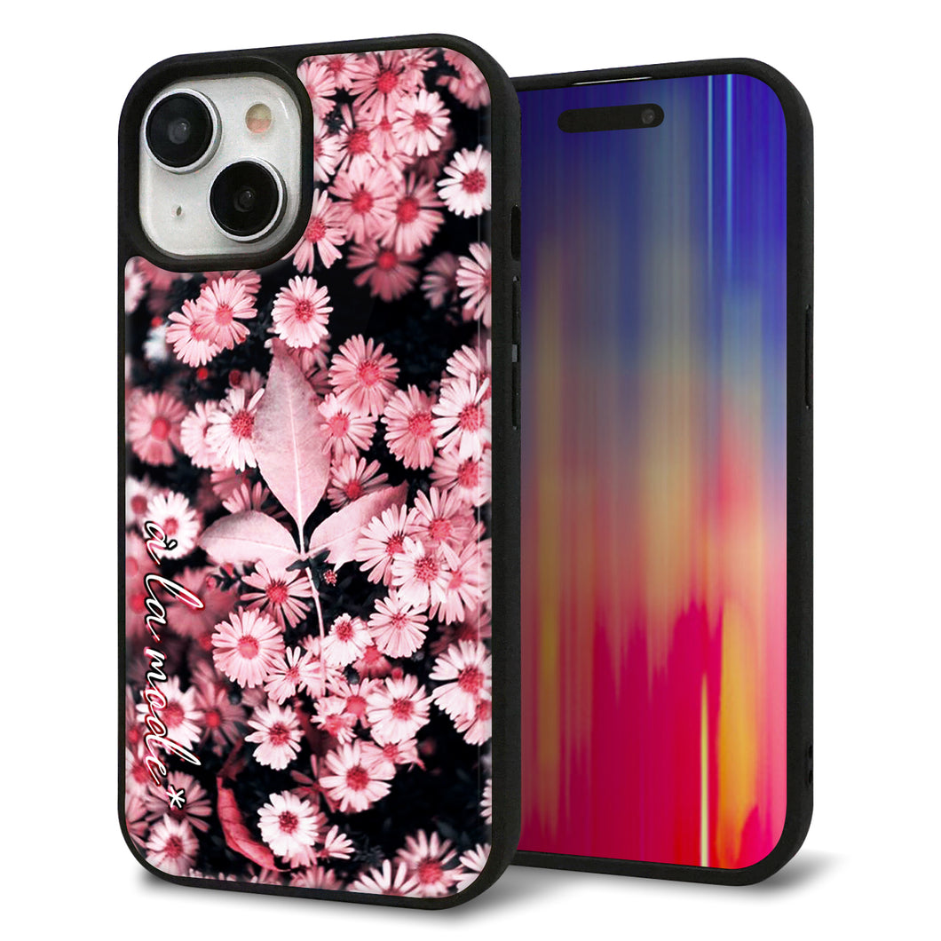 iPhone 15 強化ガラス&TPUスマホケース ガラプリ【MA993 フラワーB】