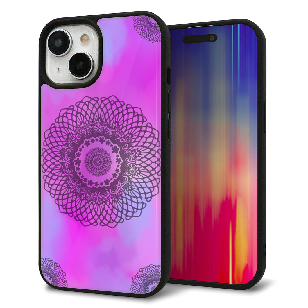 iPhone 15 強化ガラス&TPUスマホケース ガラプリ【YJ344 レース】
