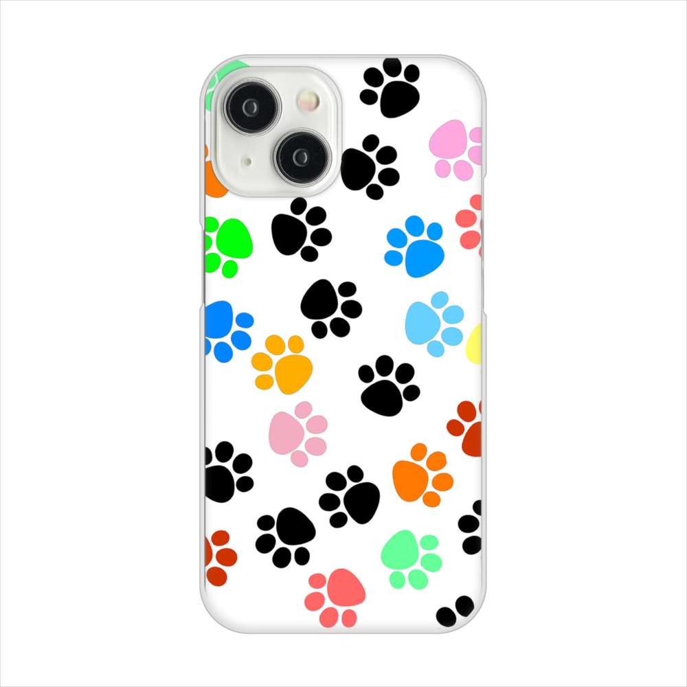 iPhone 15 1108 あしあとカラフル ハードケース 背面印刷