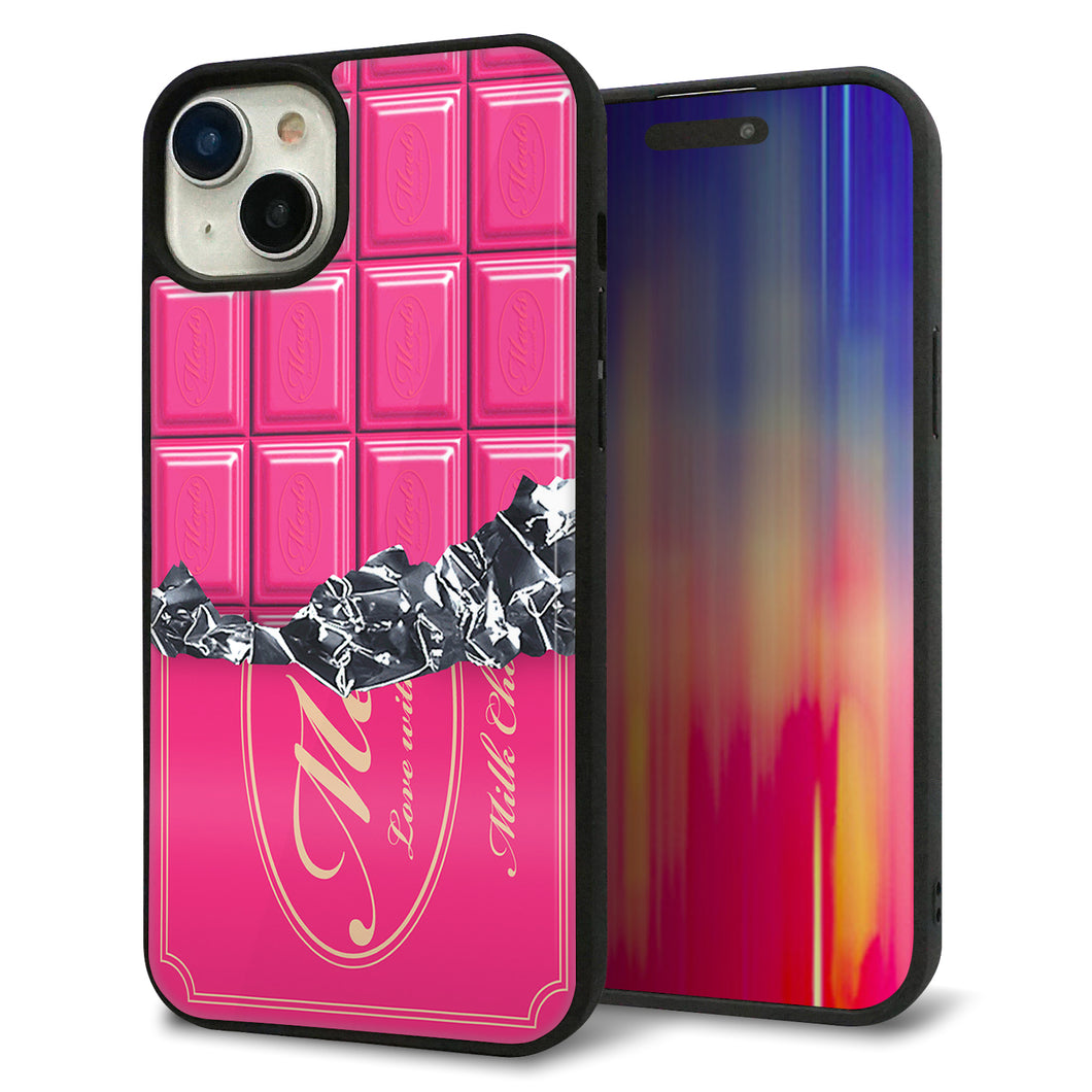 iPhone 15 Plus 強化ガラス&TPUスマホケース ガラプリ【555 板チョコ?ストロベリー】