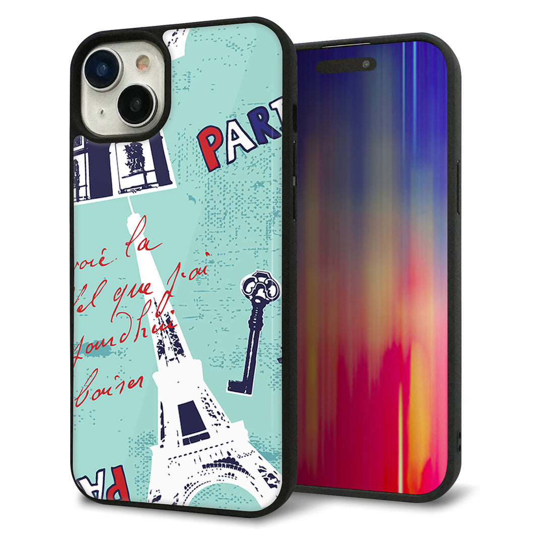 iPhone 15 Plus 強化ガラス&TPUスマホケース ガラプリ【EK812 ビューティフルパリブルー】