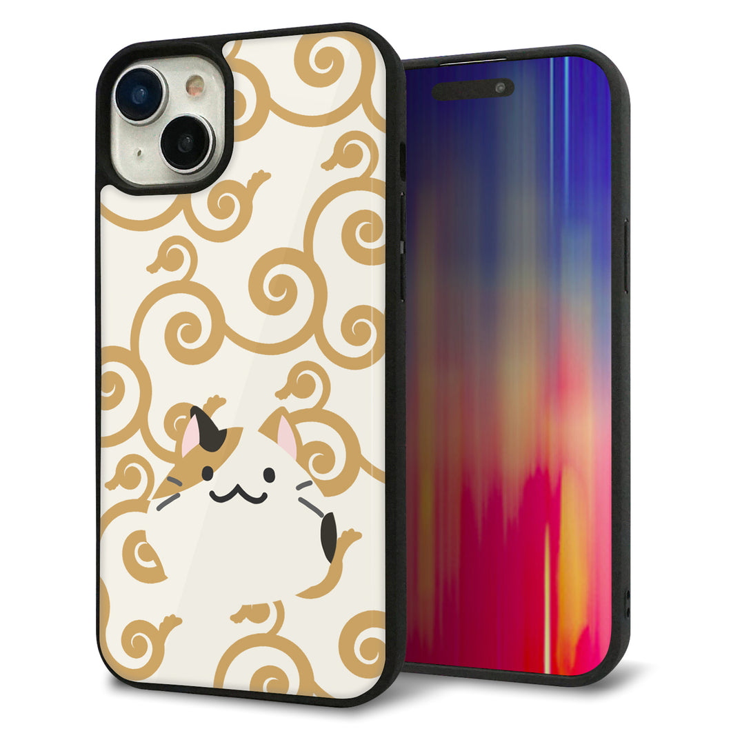 iPhone 15 Plus 強化ガラス&TPUスマホケース ガラプリ【HA245 もちねこ ミケ】