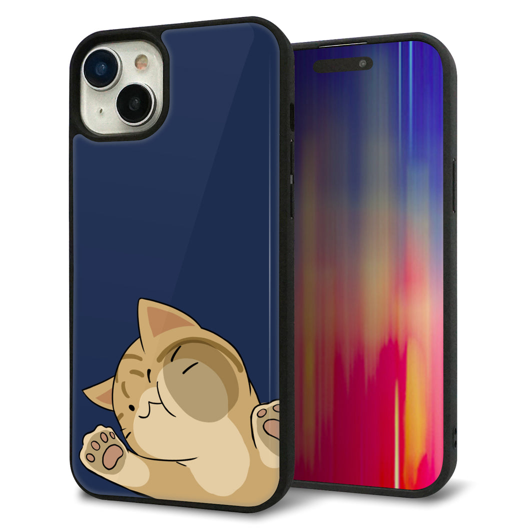 iPhone 15 Plus 強化ガラス&TPUスマホケース ガラプリ【HA290 むぎゅっとトラ】