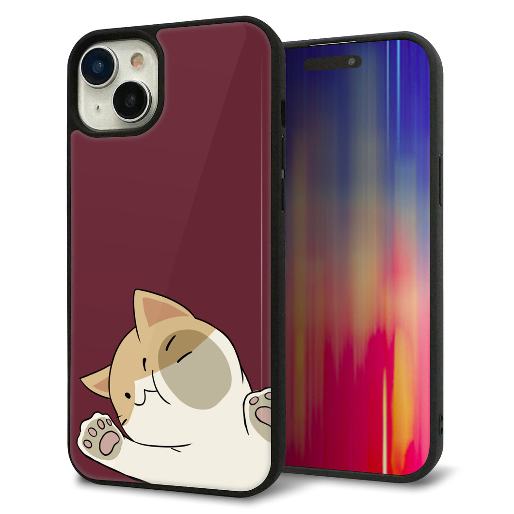 iPhone 15 Plus 強化ガラス&TPUスマホケース ガラプリ【HA291 むぎゅっとハチワレ】