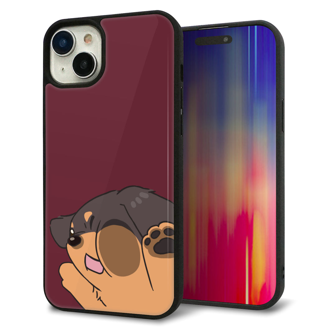 iPhone 15 Plus 強化ガラス&TPUスマホケース ガラプリ【HA294 むぎゅっとミニダックス】