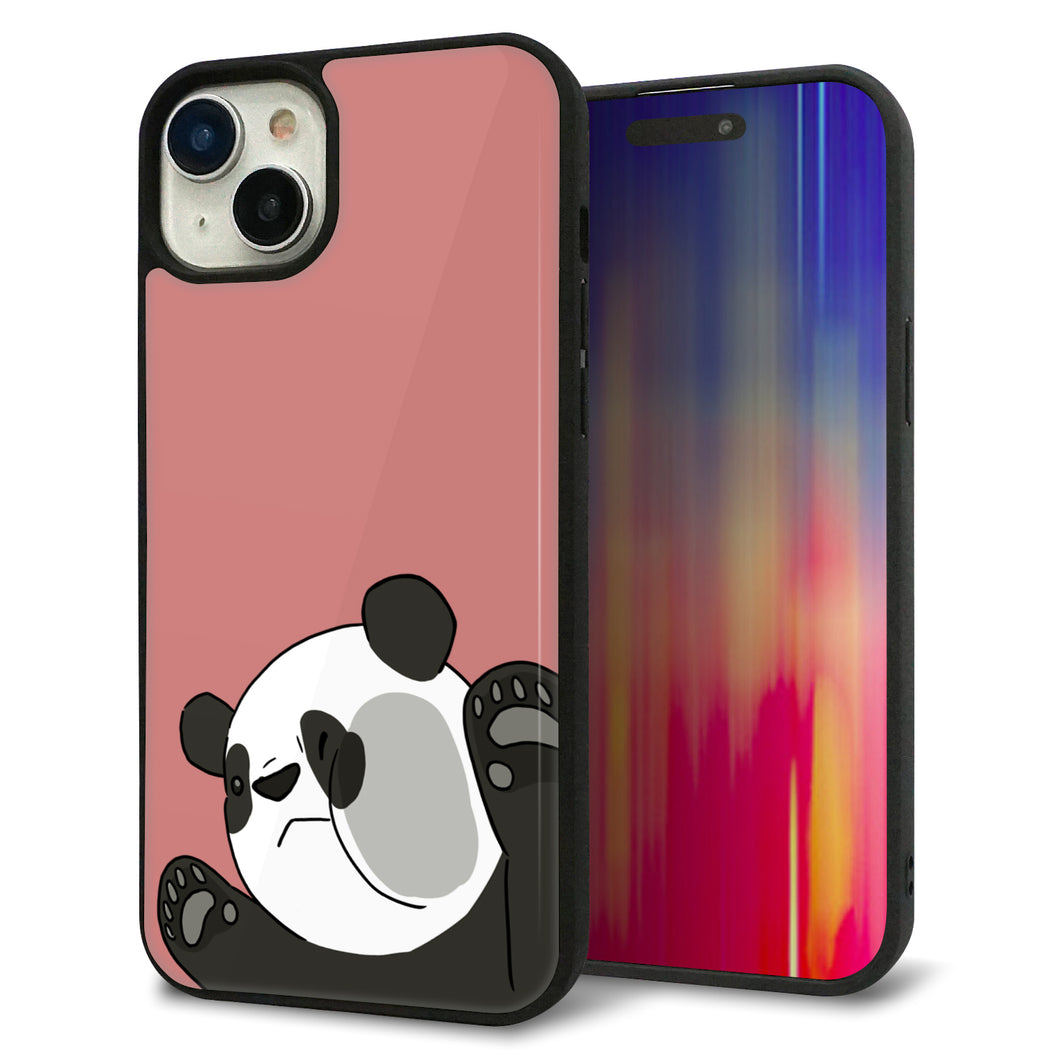 iPhone 15 Plus 強化ガラス&TPUスマホケース ガラプリ【HA300 むぎゅっとパンダ】