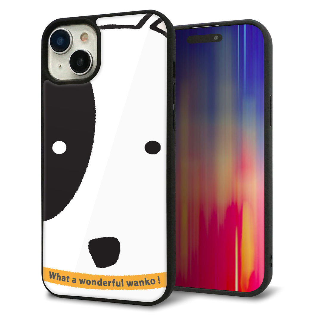 iPhone 15 Plus 強化ガラス&TPUスマホケース ガラプリ【IA800 わんこ】