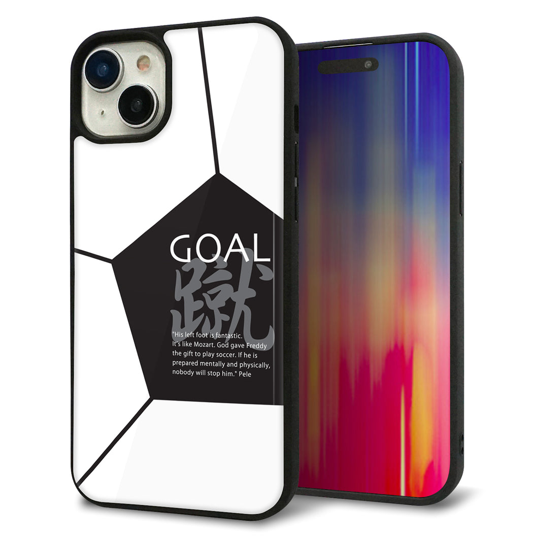 iPhone 15 Plus 強化ガラス&TPUスマホケース ガラプリ【IB921 サッカーボール】