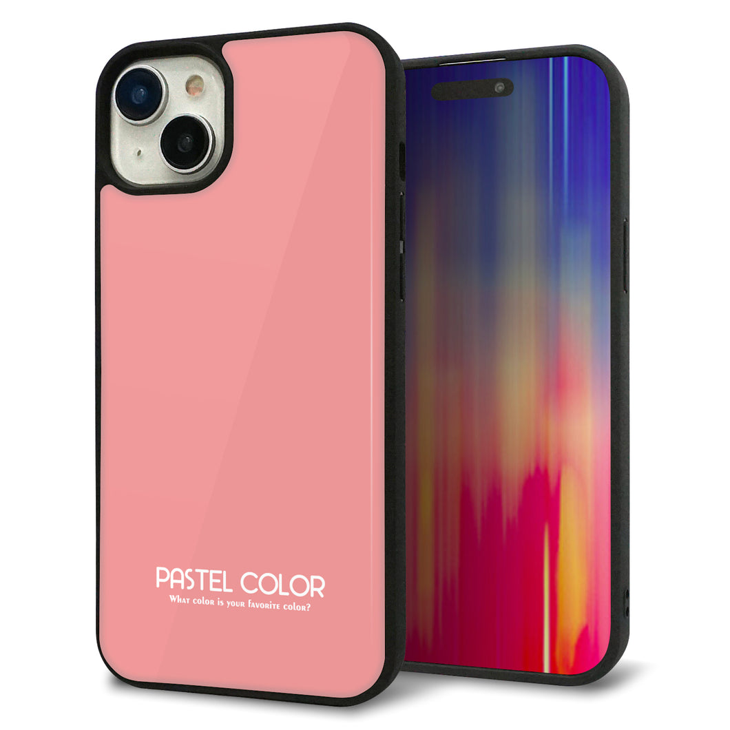 iPhone 15 Plus 強化ガラス&TPUスマホケース ガラプリ【KM902 パステルカラー(パステルレッド)】