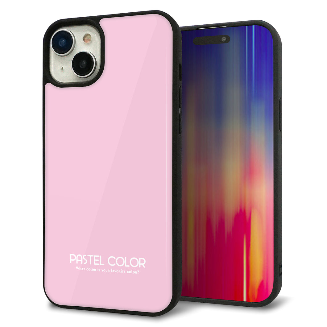 iPhone 15 Plus 強化ガラス&TPUスマホケース ガラプリ【KM903 パステルカラー(パステルローズピンク)】