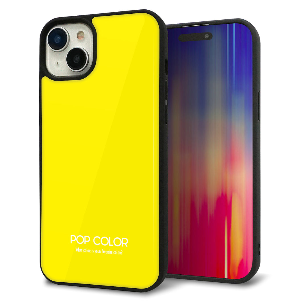 iPhone 15 Plus 強化ガラス&TPUスマホケース ガラプリ【KM904 ポップカラー(イエロー)】