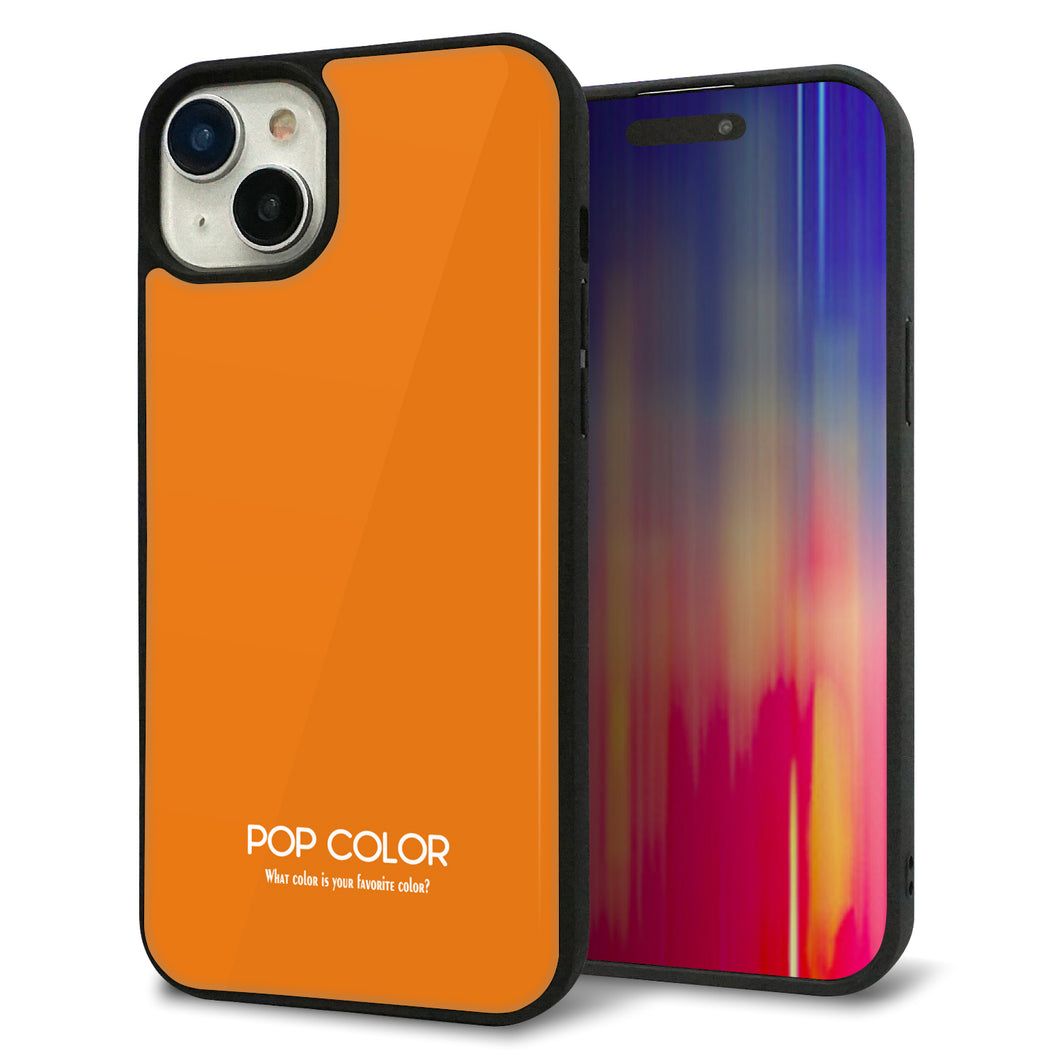 iPhone 15 Plus 強化ガラス&TPUスマホケース ガラプリ【KM906 ポップカラー(オレンジ)】