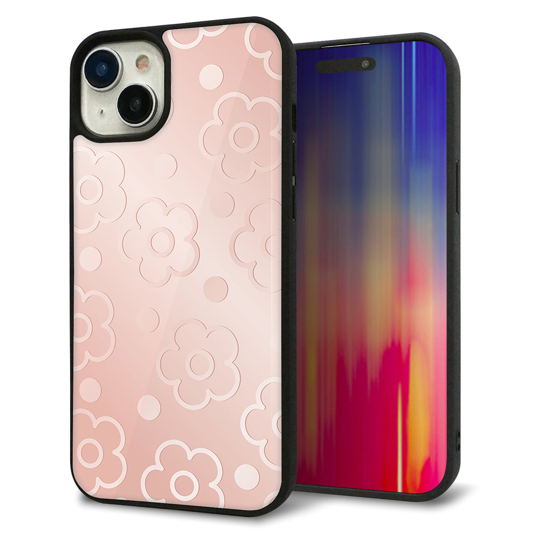 iPhone 15 Plus 強化ガラス&TPUスマホケース ガラプリ【SC843 エンボス風デイジーシンプル(ローズピンク)】