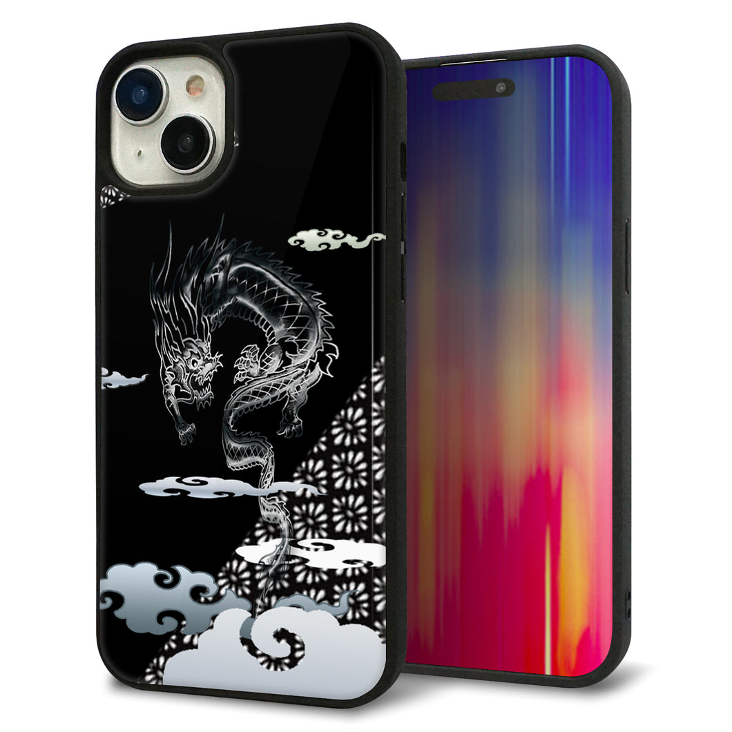 iPhone 15 Plus 強化ガラス&TPUスマホケース ガラプリ【YC906 雲竜01】