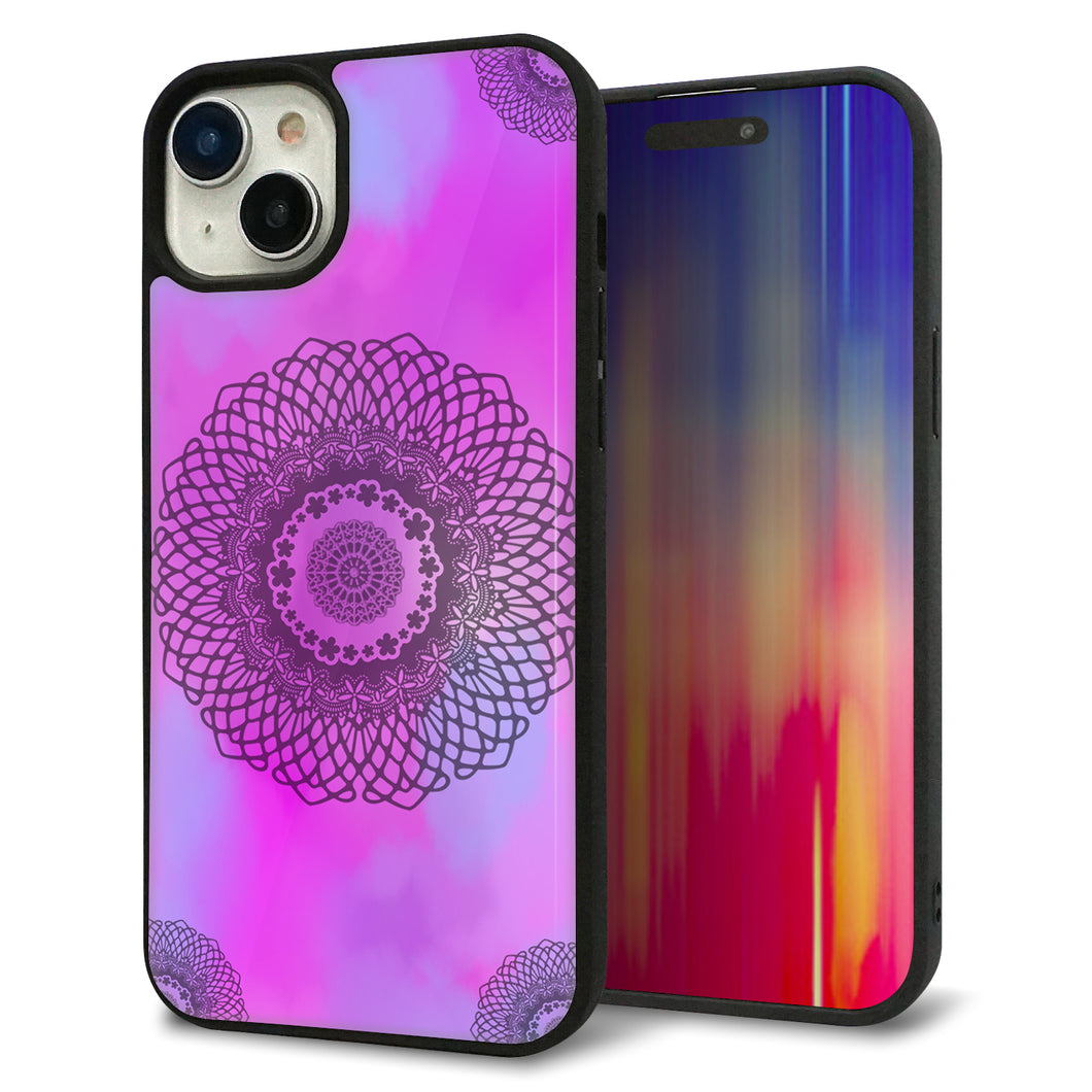 iPhone 15 Plus 強化ガラス&TPUスマホケース ガラプリ【YJ344 レース】