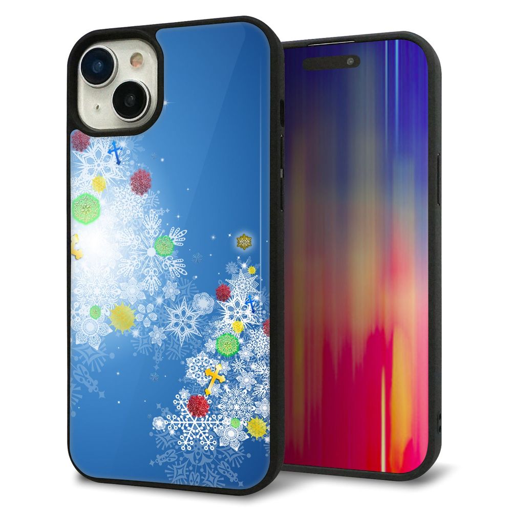 iPhone 15 Plus 強化ガラス&TPUスマホケース ガラプリ【YJ347 クリスマスツリー】