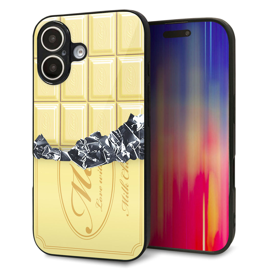 iPhone 16 強化ガラス&TPUスマホケース ガラプリ【553 板チョコ?ホワイト】