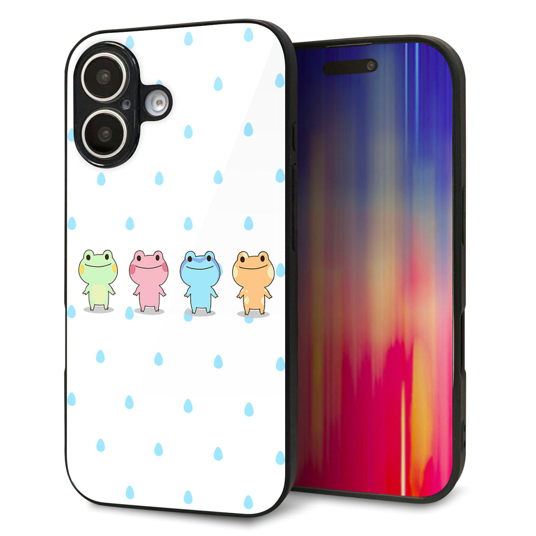 iPhone 16 強化ガラス&TPUスマホケース ガラプリ【HA278 カエル 雫】