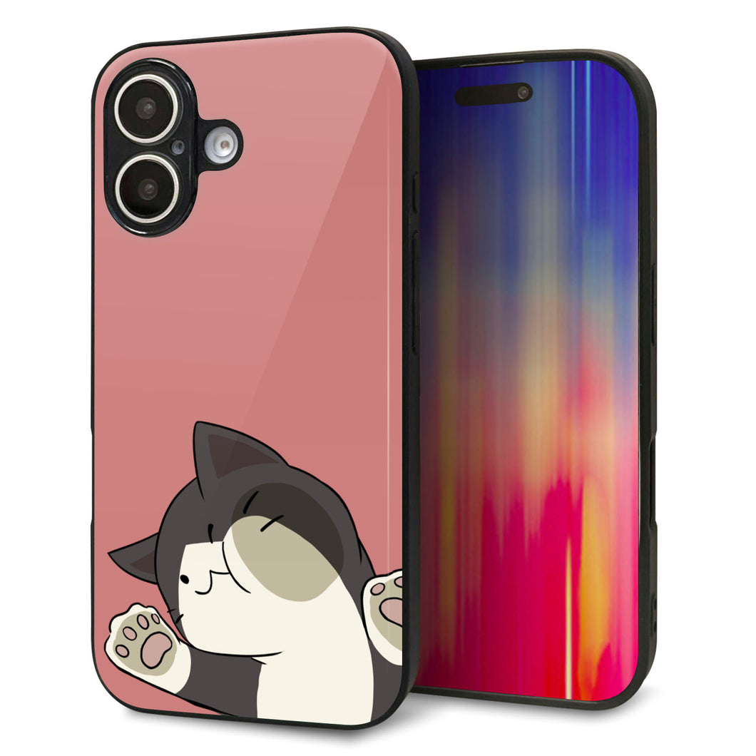 iPhone 16 強化ガラス&TPUスマホケース ガラプリ【HA289 むぎゅっとクロ】
