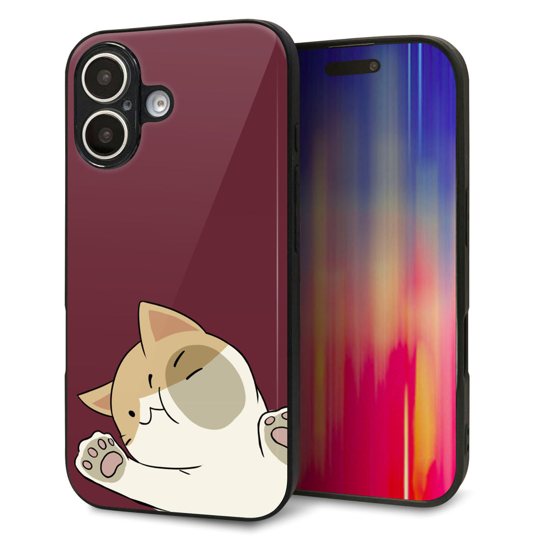 iPhone 16 強化ガラス&TPUスマホケース ガラプリ【HA291 むぎゅっとハチワレ】