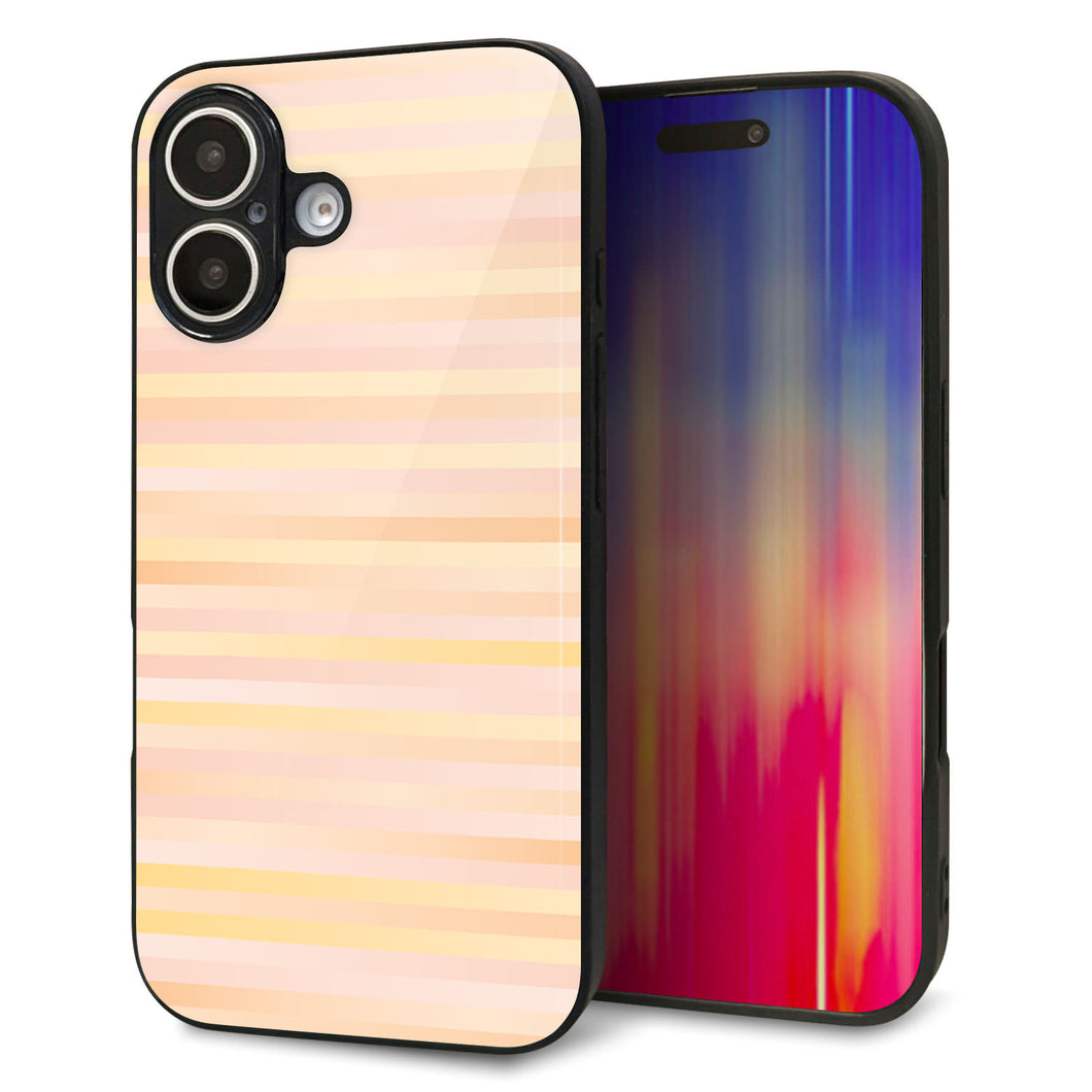 iPhone 16 強化ガラス&TPUスマホケース ガラプリ【IB909 グラデーションボーダー_オレンジ】