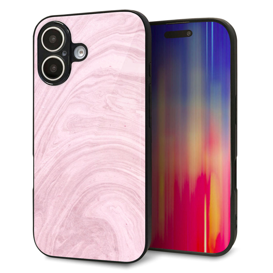 iPhone 16 強化ガラス&TPUスマホケース ガラプリ【KM873 大理石ラベンダー】